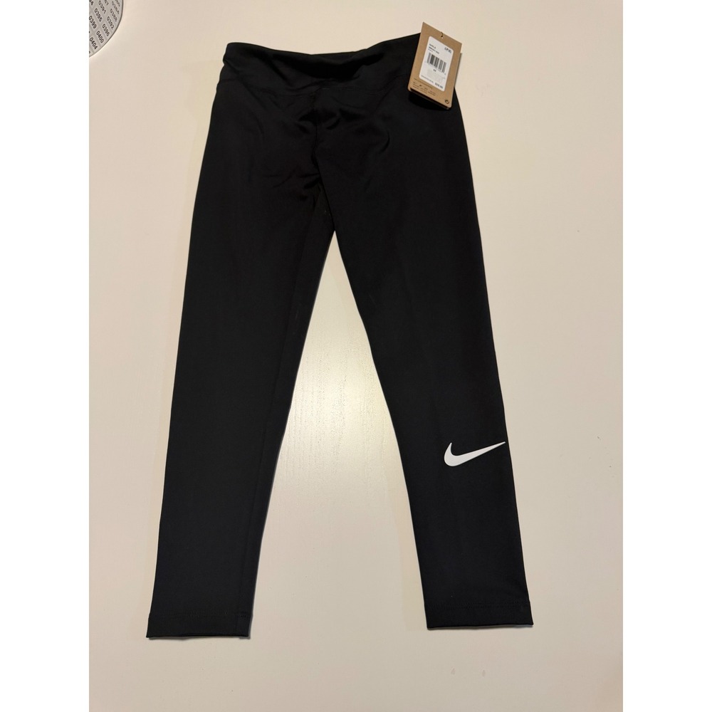 Nike Dri-FIT Girls Black Athletic Leggings Tights Size 6X New